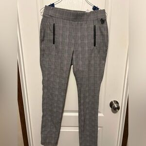 Calvin Klein Gray Plaid Pants with Black Zipper Accents